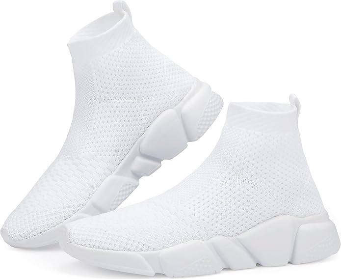 Lightweight knit high-top sneakers, black