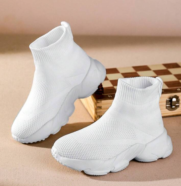 Lightweight Knit High-Top Sneakers – Breathable Athletic Walking Shoes