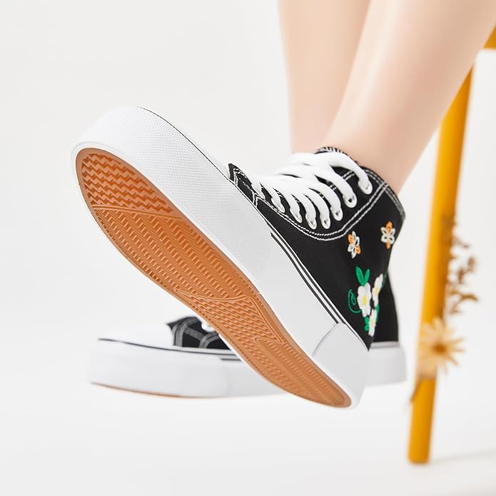 Classic canvas high-top sneakers detail view