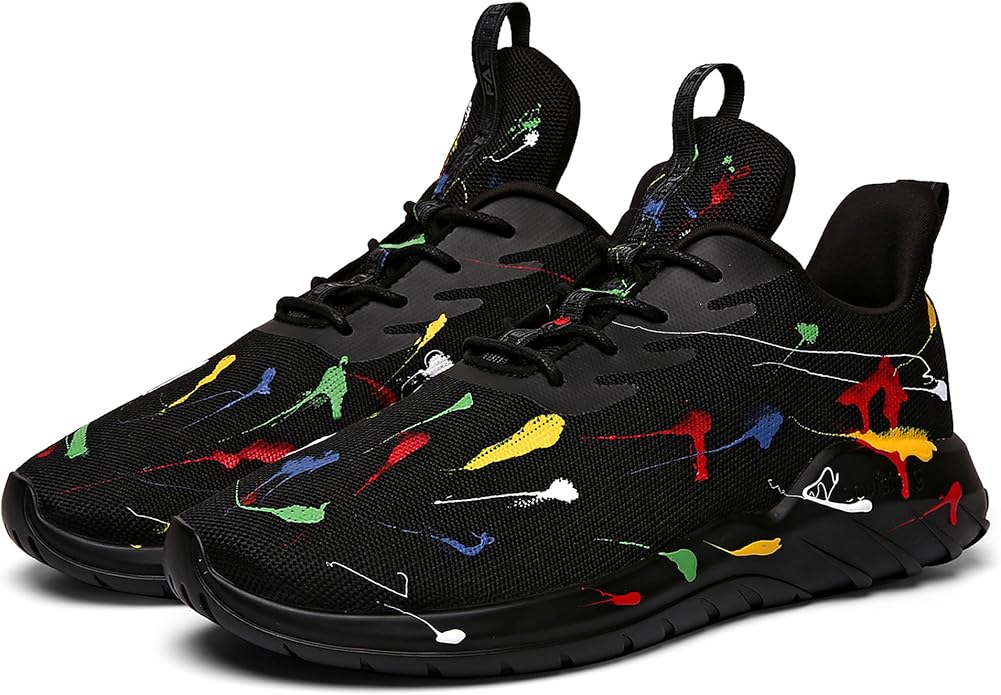 Paint-splatter lightweight running shoes